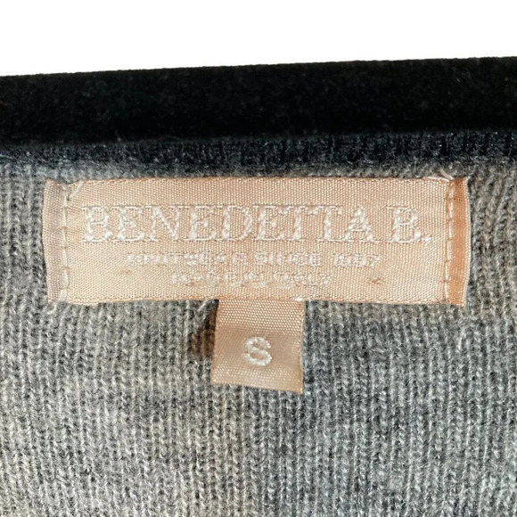 Benedetta B Long Gray Cardigan, Merino Wool Cashmere Blend, Made in Italy, Small - Picture 2 of 8